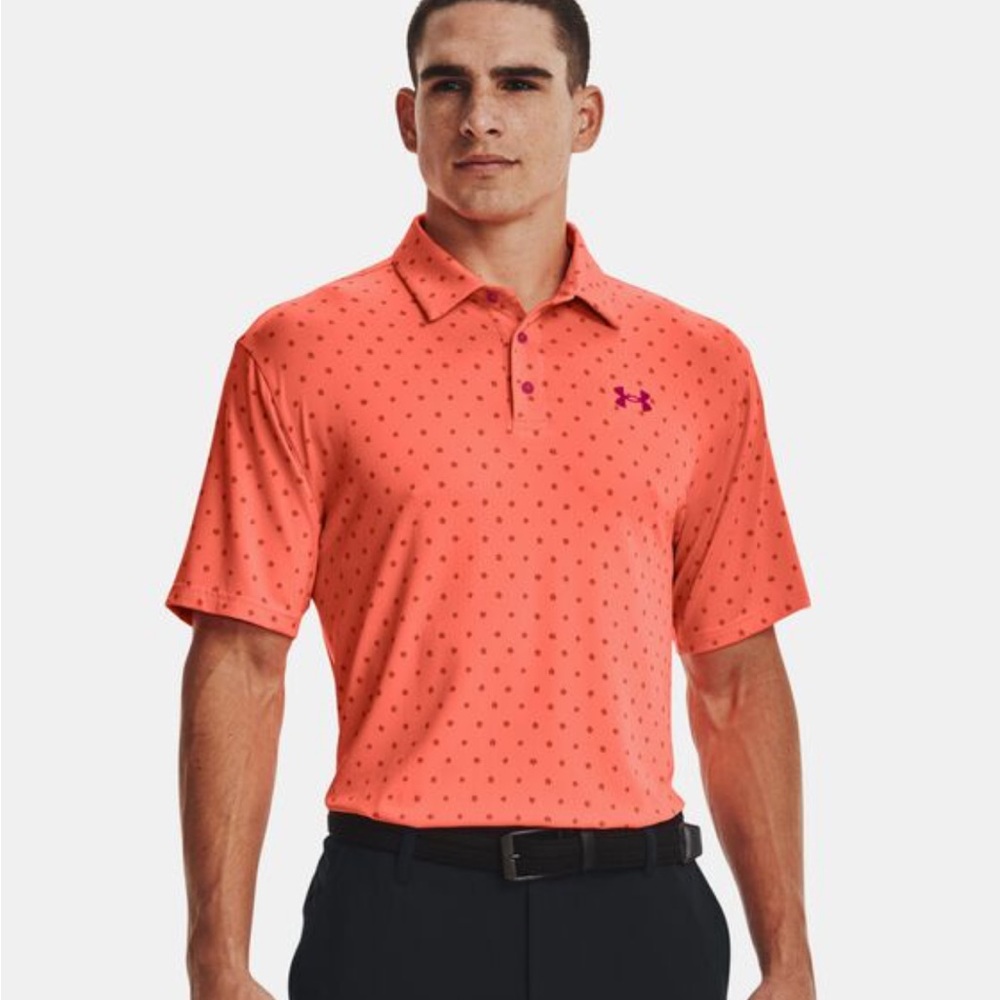 Under Armour Men's UA Playoff 2.0 Printed Polo Shirt Bright Orange